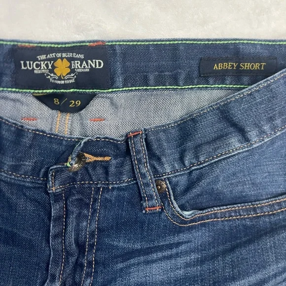 Lucky Brand Abbey Frayed Hem Shorts Blue Jean Denim Mid Rise / 29W - Picture 2 of 6